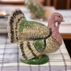Vintage Thanksgiving Turkey Single Shaker Pepper 70s Ceramic Harvest Autumn FLAW